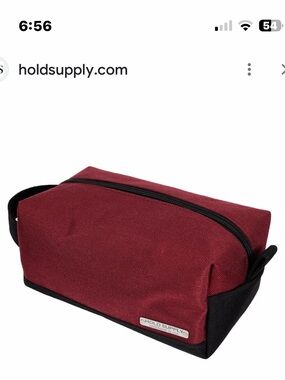 Men's Burgundy and Black Toiletry Dopp Kit